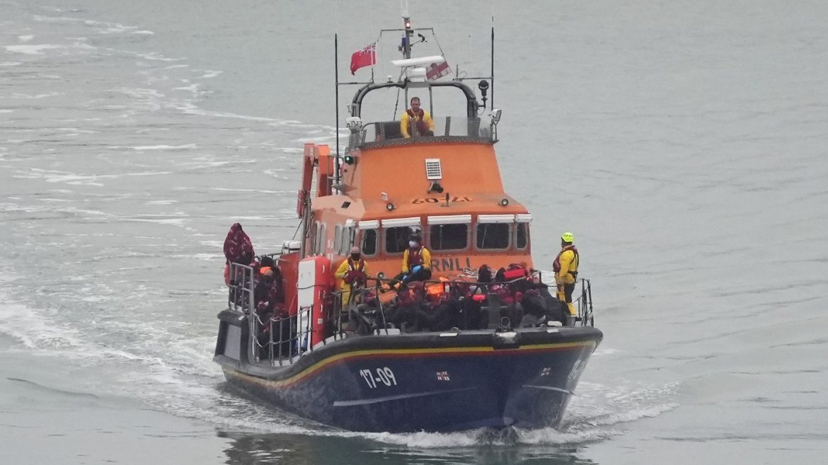 RNLI Life Boat with Rescued Migrants On-board