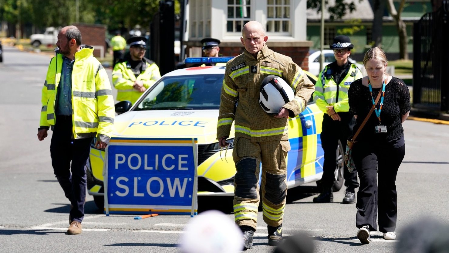 Tributes left at ex-RAF base where fire killed firefighters and member of public